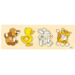 Houten Noppenpuzzel Hond Eend Konijn Poes-Goki Online