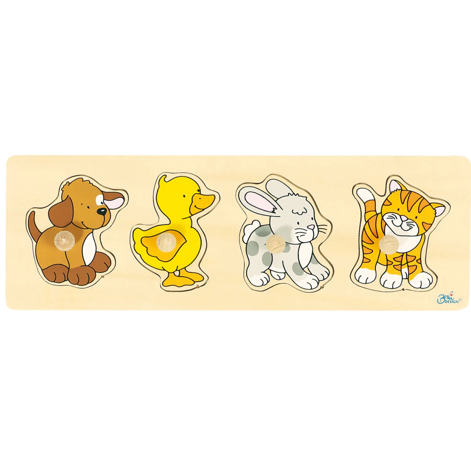 Houten Noppenpuzzel Hond Eend Konijn Poes-Goki Online