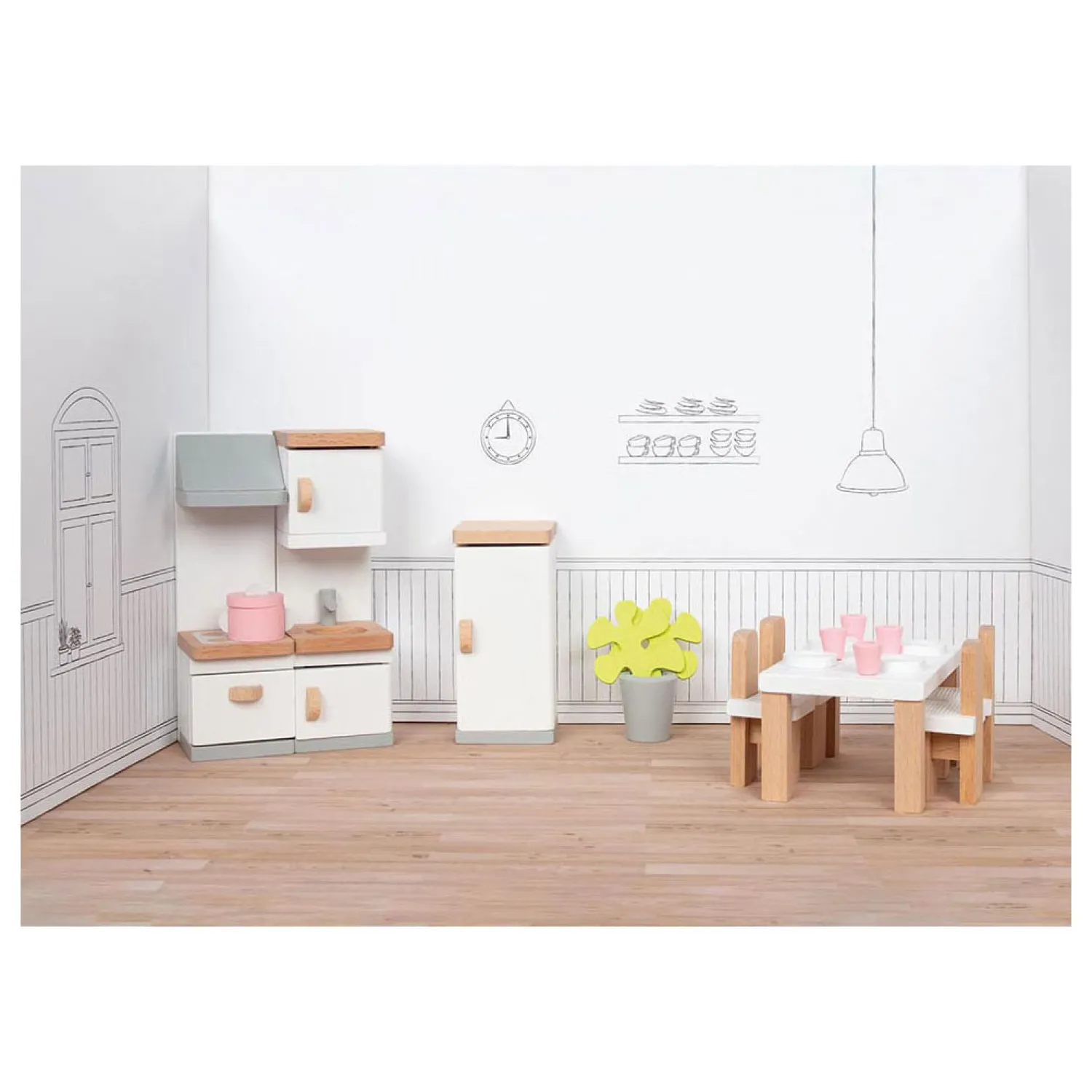 Houten Poppenmeubels Keuken, 20dlg.-Goki Best