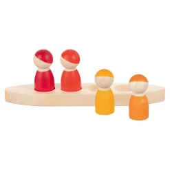 Houten Speelfiguren in een Boot, 5dlg.>Goki