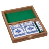 Houten Speelkaartenbox met 5 Dobbelstenen en 2 Sets kaarten-Goki New