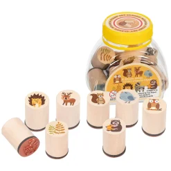 Goki Houten Stempelset Bosdieren, 9dlg. Clearance