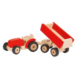 Houten Tractor met Aanhanger-Goki Hot