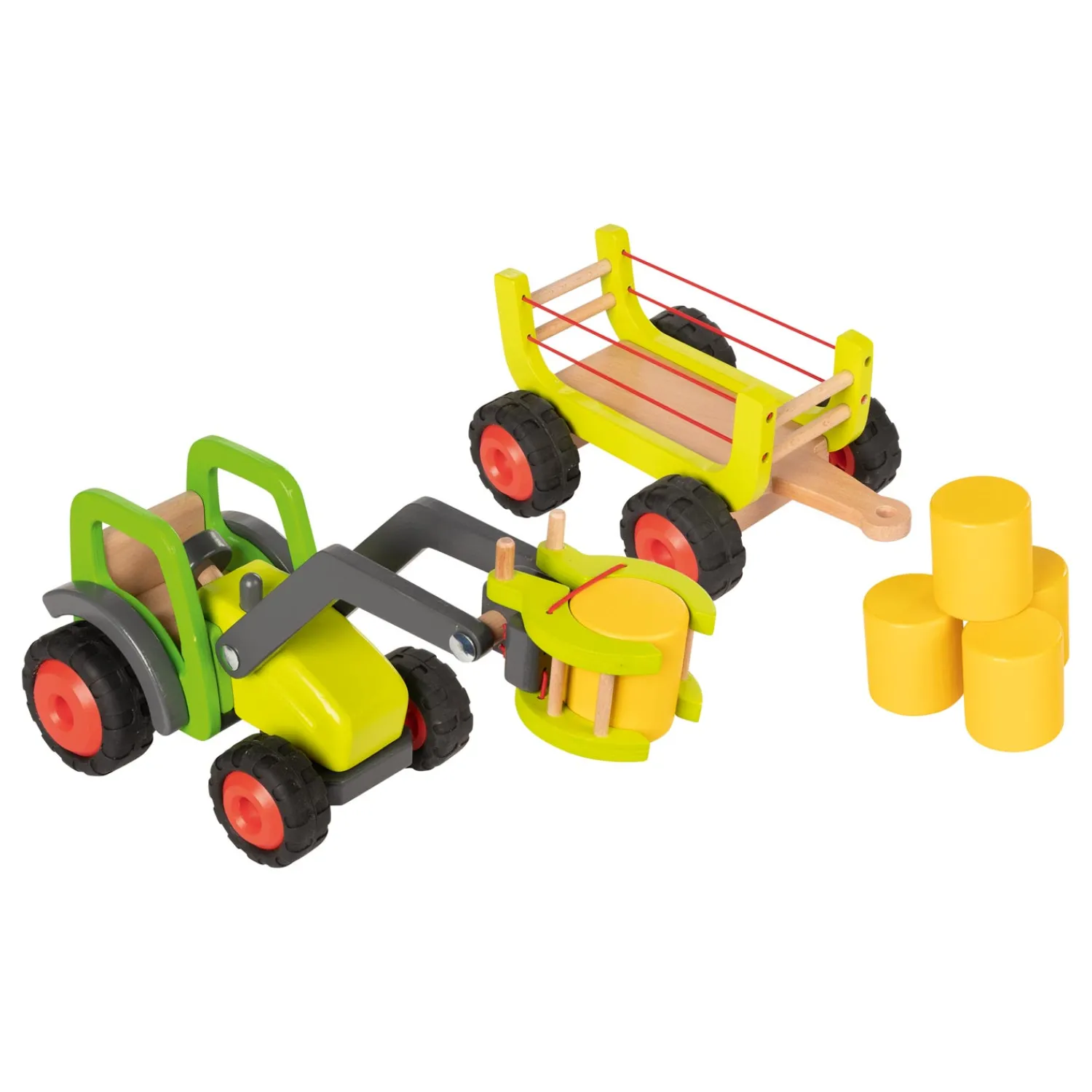 Houten Tractor met Hooiwagen>Goki Outlet