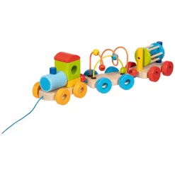 Goki Houten Trein Rio met Blokken, Kralenlabyrint, Rammelaar Sale