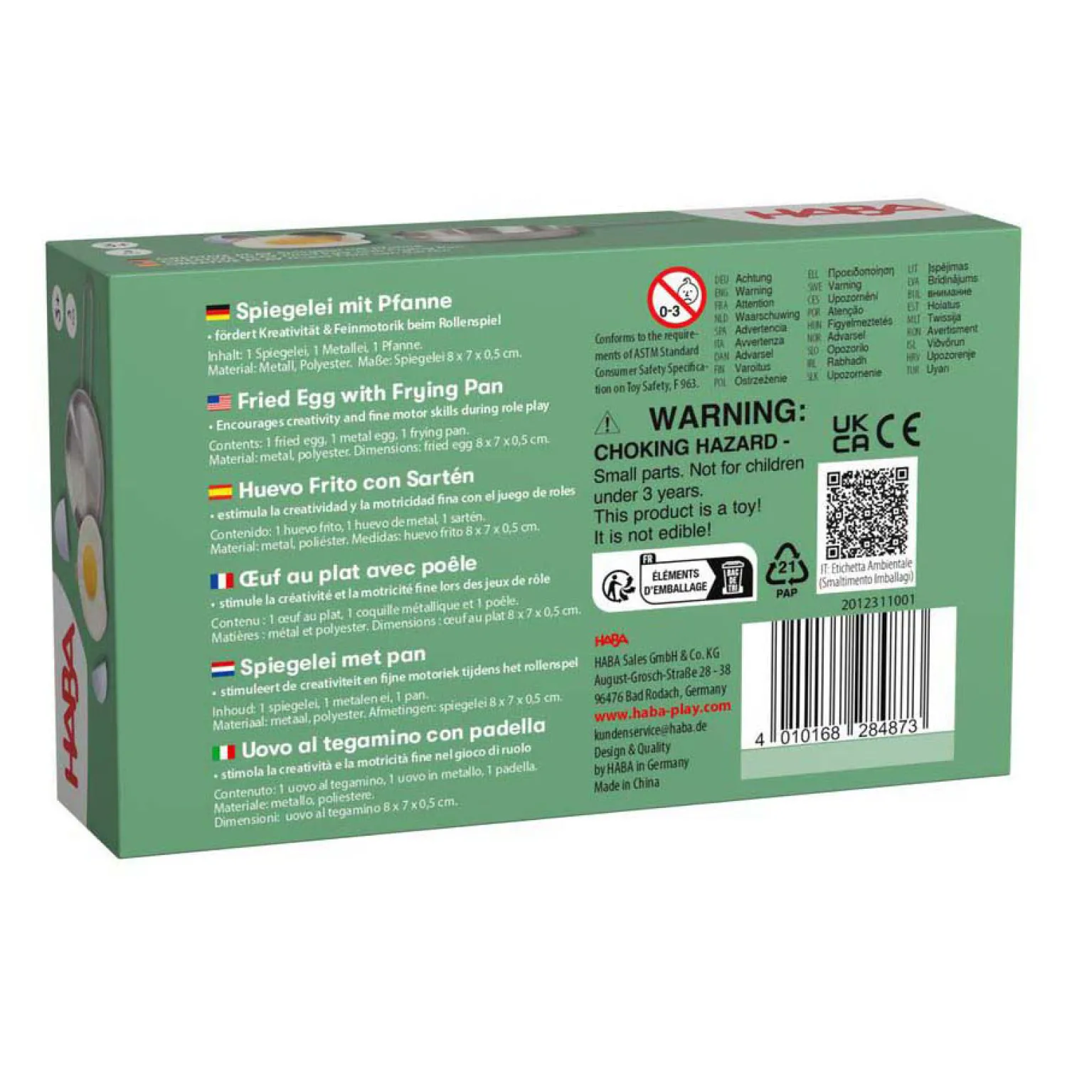 Haba Creative Play - Spiegelei met pan Hot