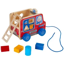 Houten Trekfiguur Brandweerauto-Haba Sale