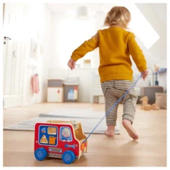 Houten Trekfiguur Brandweerauto-Haba Sale