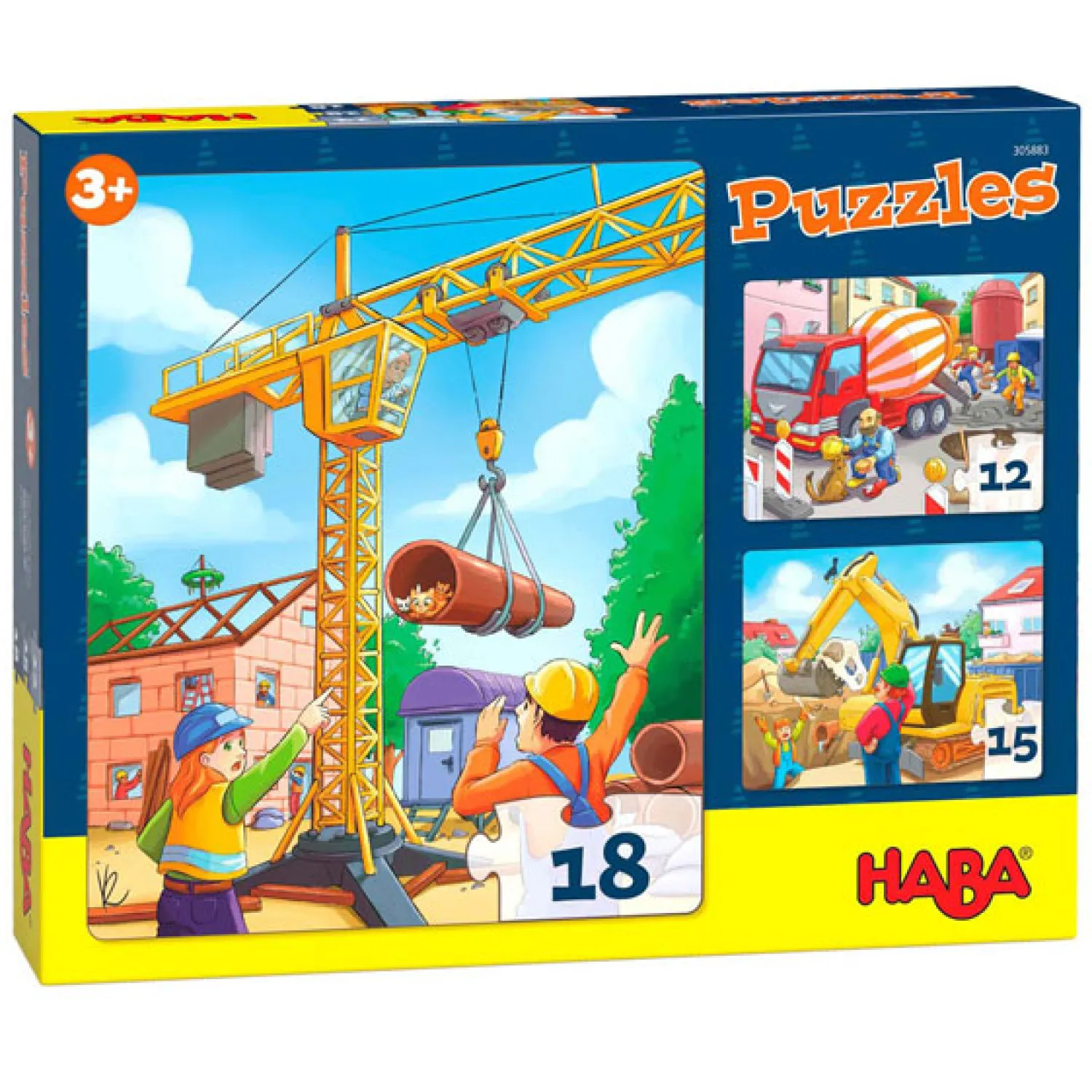 Puzzels Bouwvoertuigen 3in1-Haba
