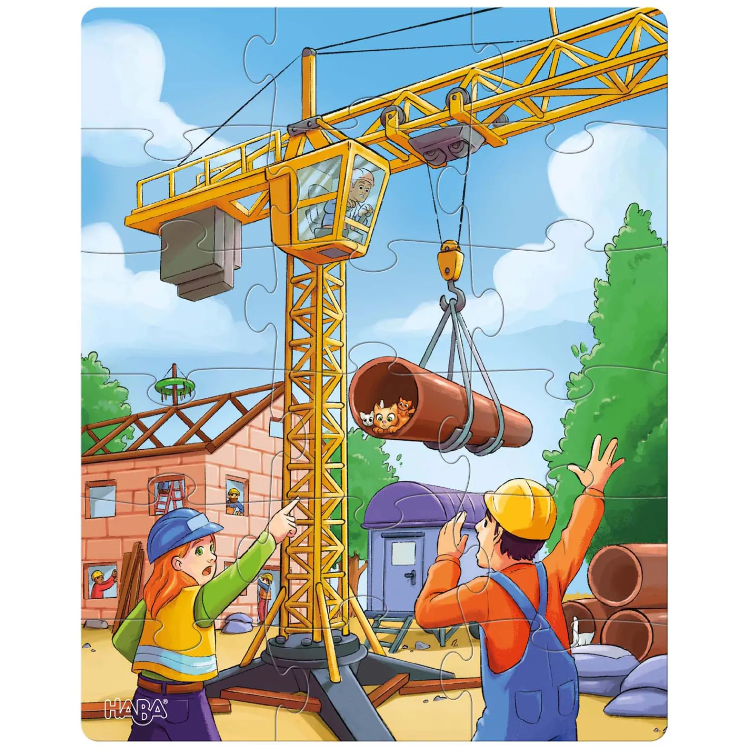 Puzzels Bouwvoertuigen 3in1-Haba