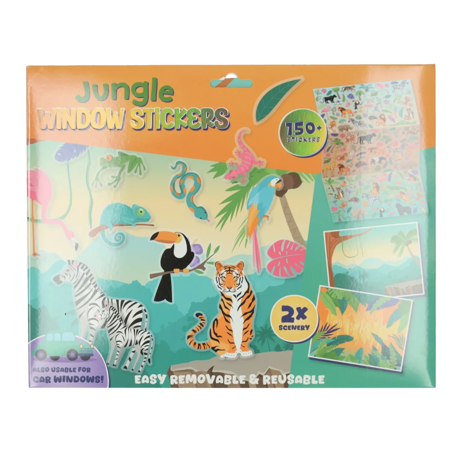 Wins Holland Herbruikbare Jungledieren Raamstickers, 150st. New