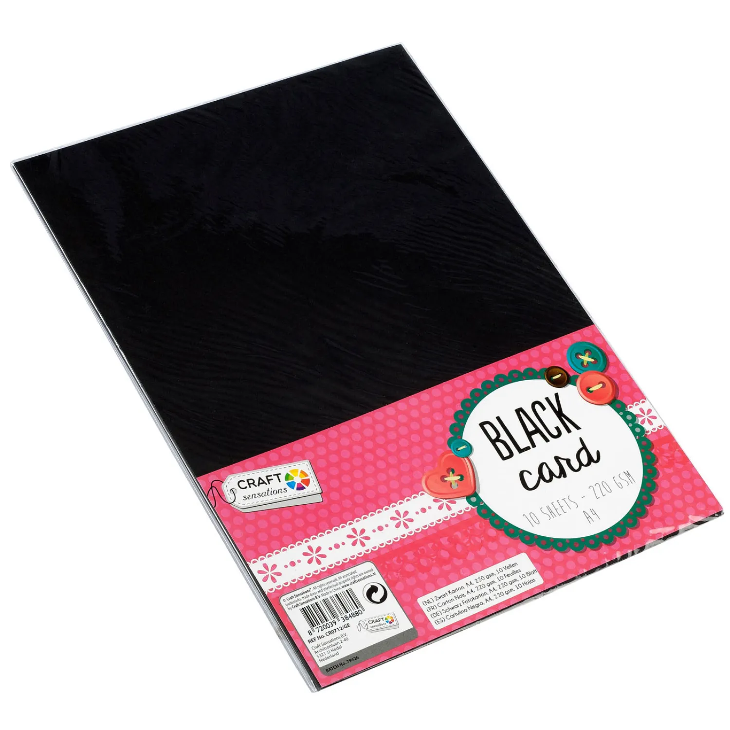 Creative Craft Group Hobbykarton Zwart A4, 10 vellen New