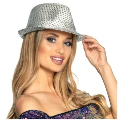 Boland Hoed Popster Pailetten Zilver New