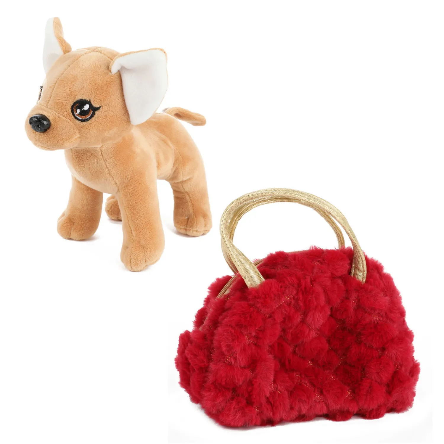 Toi-Toys Hond Pluche Chihuahua Handtas Rood New