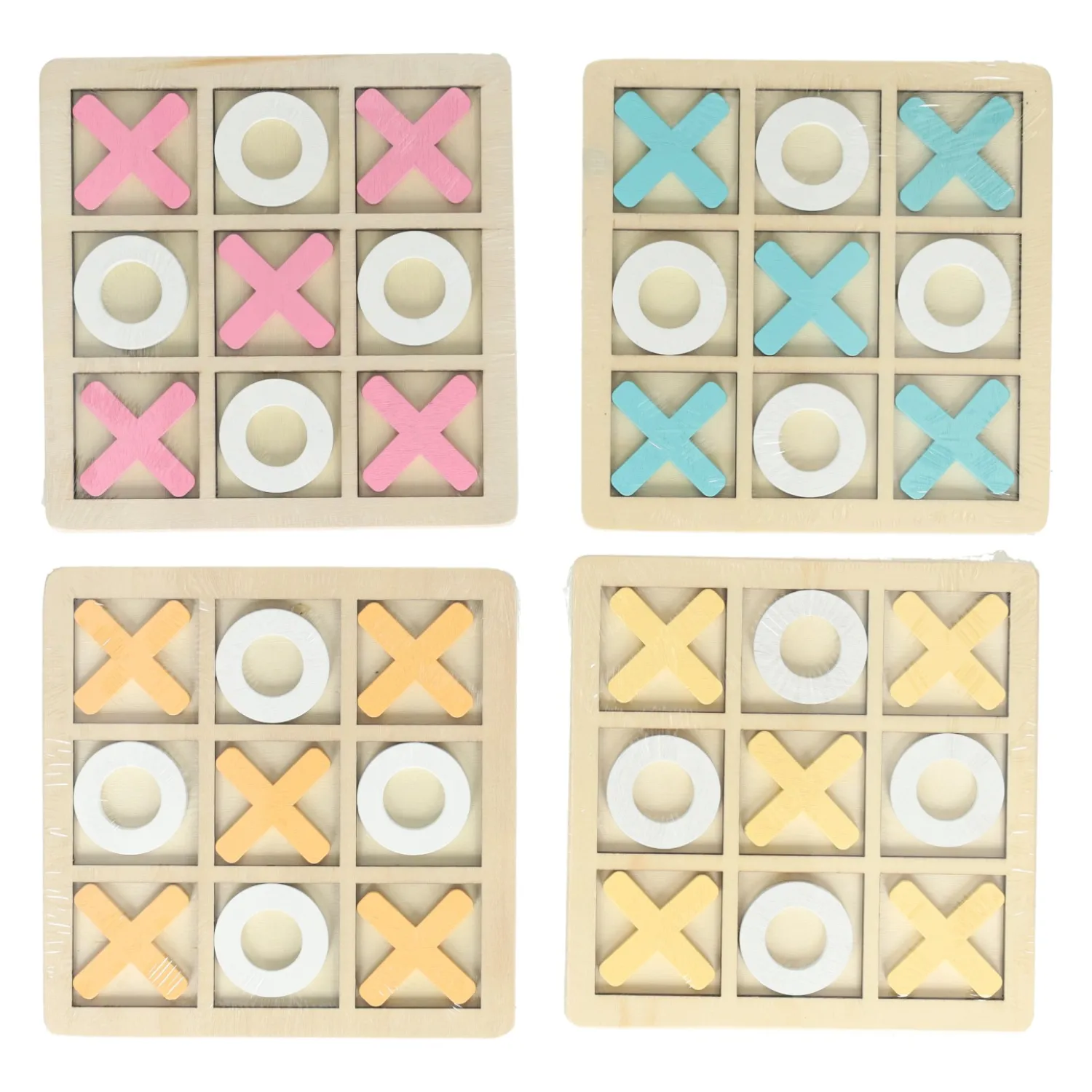 Houten Boter, Kaas en Eieren Spel - 14x14cm> New