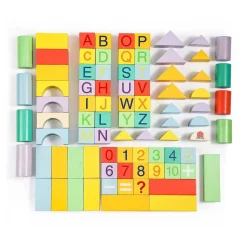 Houten Bouwblokken Kleur, 84st.- Clearance