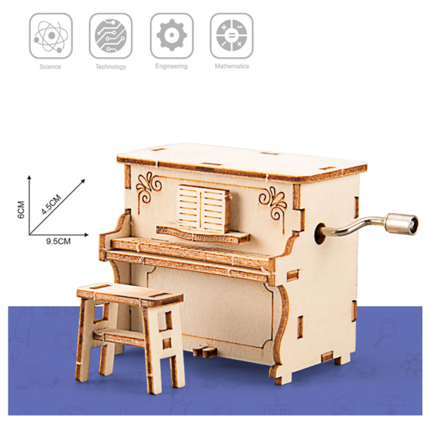 Houten Bouwpakket Wind Up Piano>