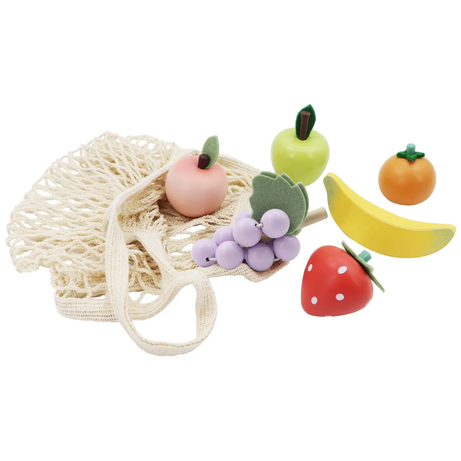 Houten Fruit in Katoenen Netje, 6st> Clearance