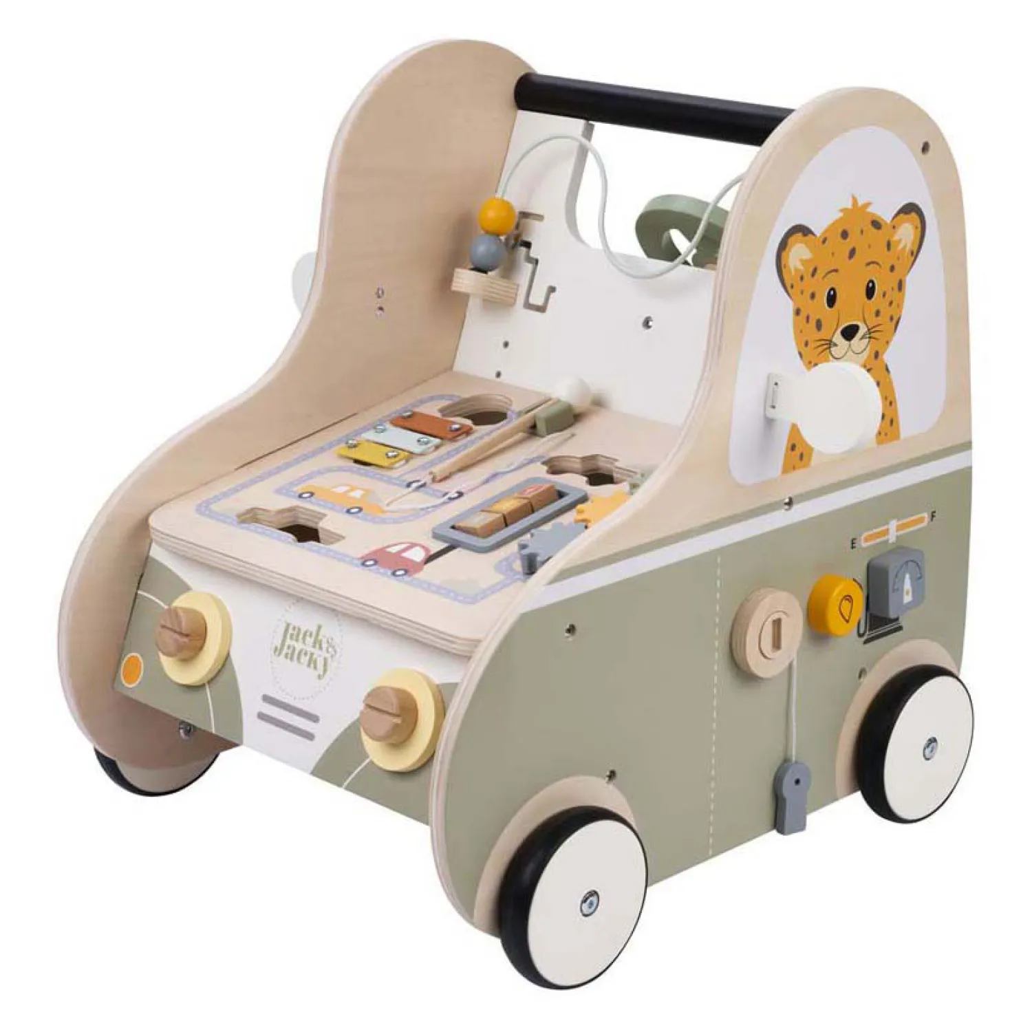 Houten Loopwagen Auto Jack & Jacky>