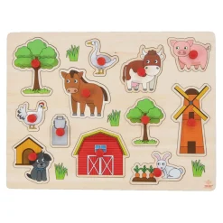 Houten Noppenpuzzel Boerderij, 12st. Hot