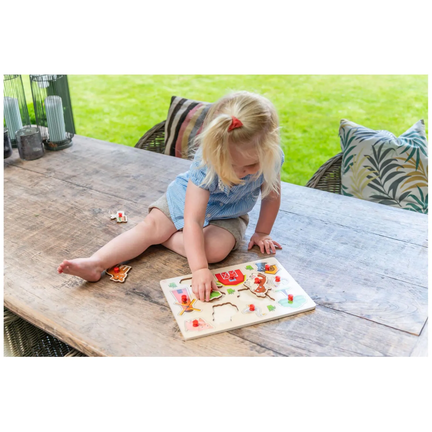 Houten Noppenpuzzel Boerderij, 12st. Hot