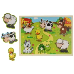 Houten Noppenpuzzel Boerderijdieren, 7st. Sale