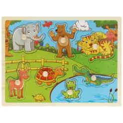 Houten Noppenpuzzel Dierentuin Dieren, 7st.- Sale