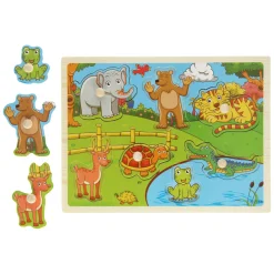 Houten Noppenpuzzel Dierentuin Dieren, 7st.- Sale