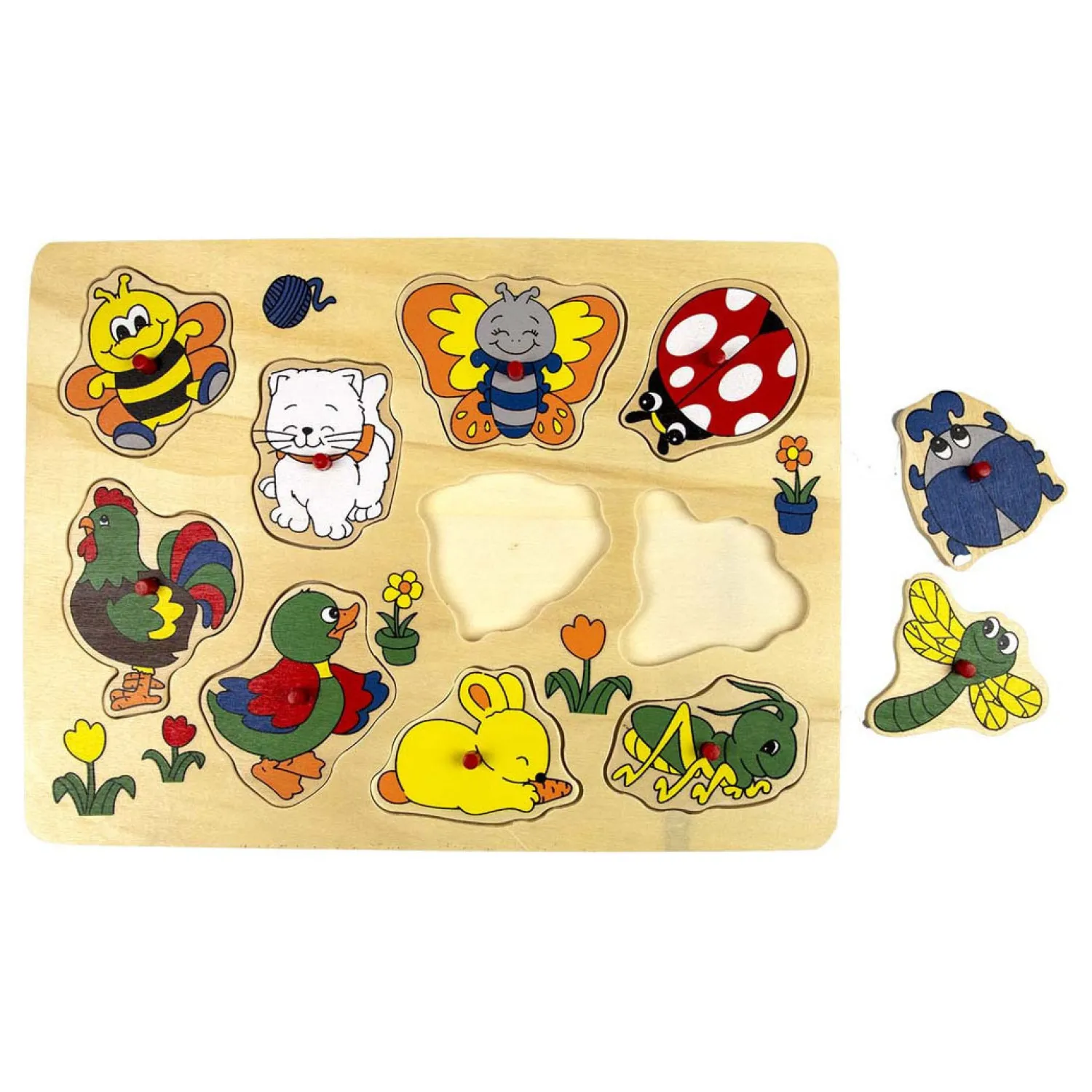 Houten Noppenpuzzel Dieren om het Huis, 10st-Playwood Online