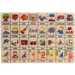 Houten Noppenpuzzel Mijn Eerste Woordjes>Playwood Outlet