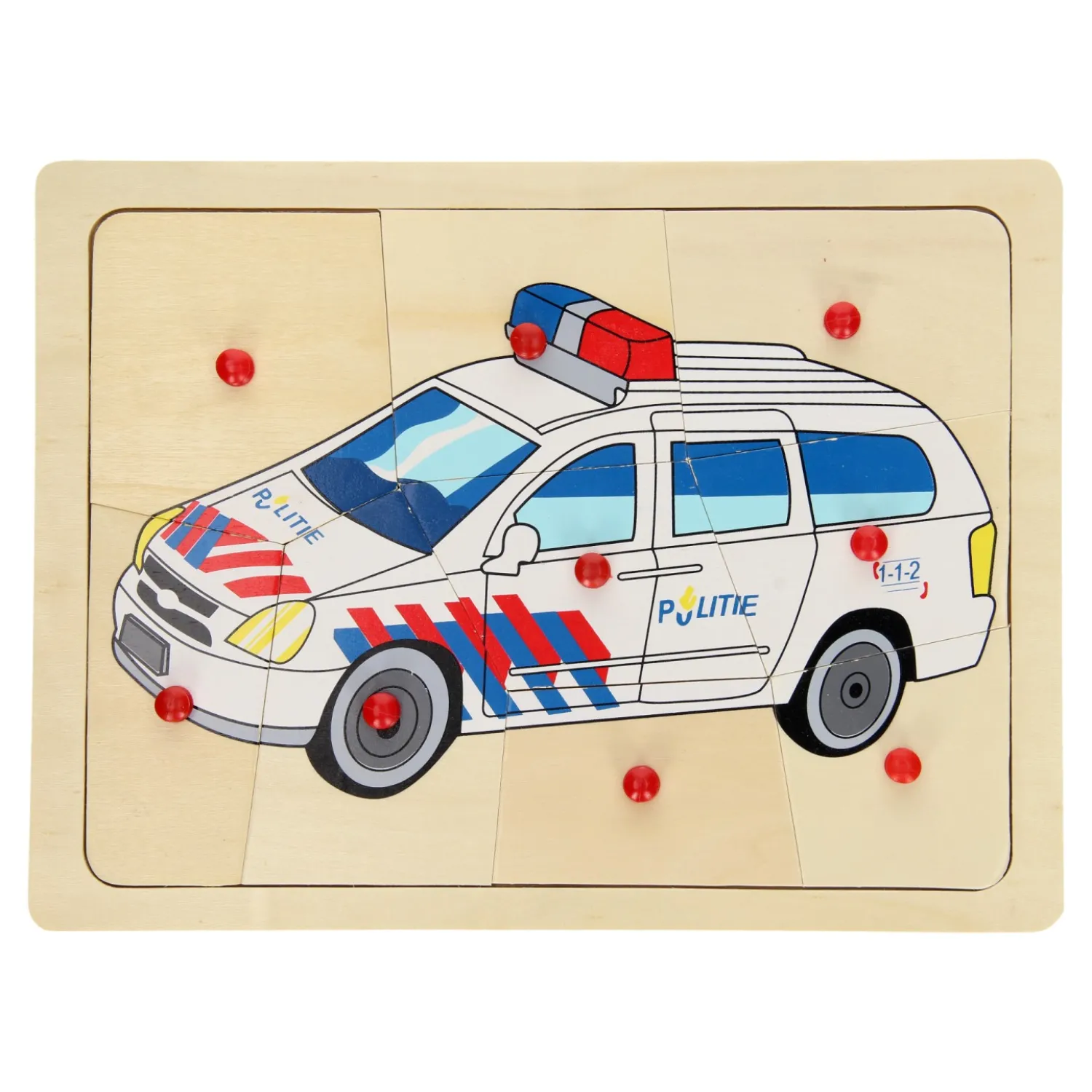 Houten Noppenpuzzel Politie, 9st.>Playwood Clearance