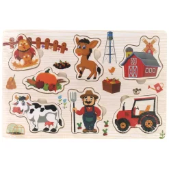 Houten Noppenpuzzel Thema, 6st.- Clearance