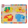 Houten Noppenpuzzel Wilde Dieren met Jongen, 8st. Clearance