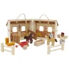 Houten Paardenstal Speelset Draagbaar, 13dlg.> Hot