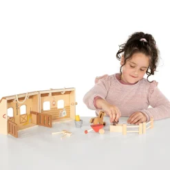 Houten Paardenstal Speelset Draagbaar, 13dlg.><noscript><img width=