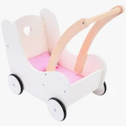 Houten Poppenloopwagen Roze/Wit><noscript><img width=