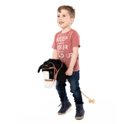 Houten Stokpaard met Geluid - Zwart-Playwood Hot