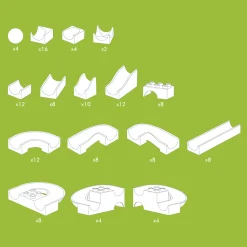 Hubelino Knikkerbaan Baanelementen - 128dlg. Outlet