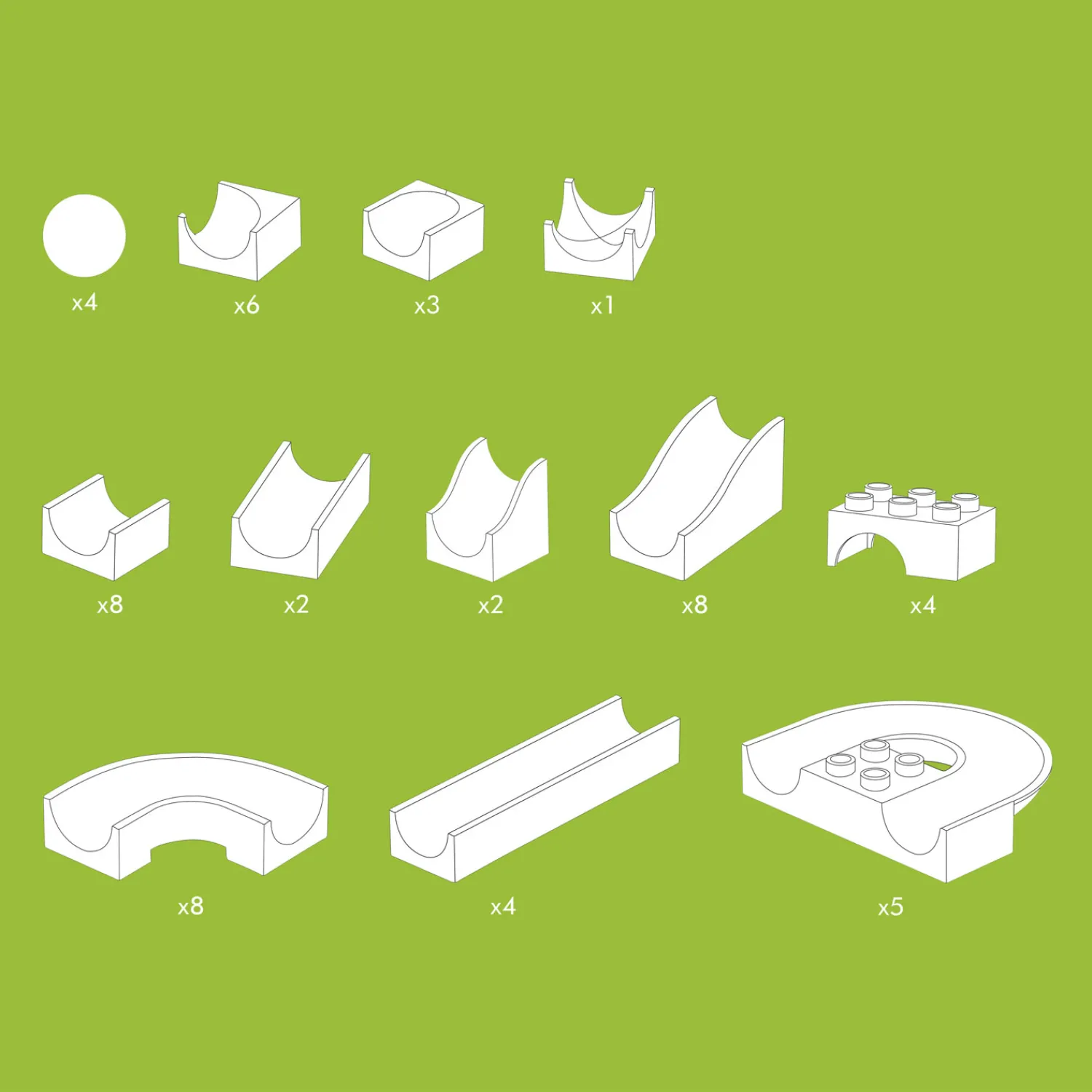 Knikkerbaan Baanelementen - 55dlg.>Hubelino