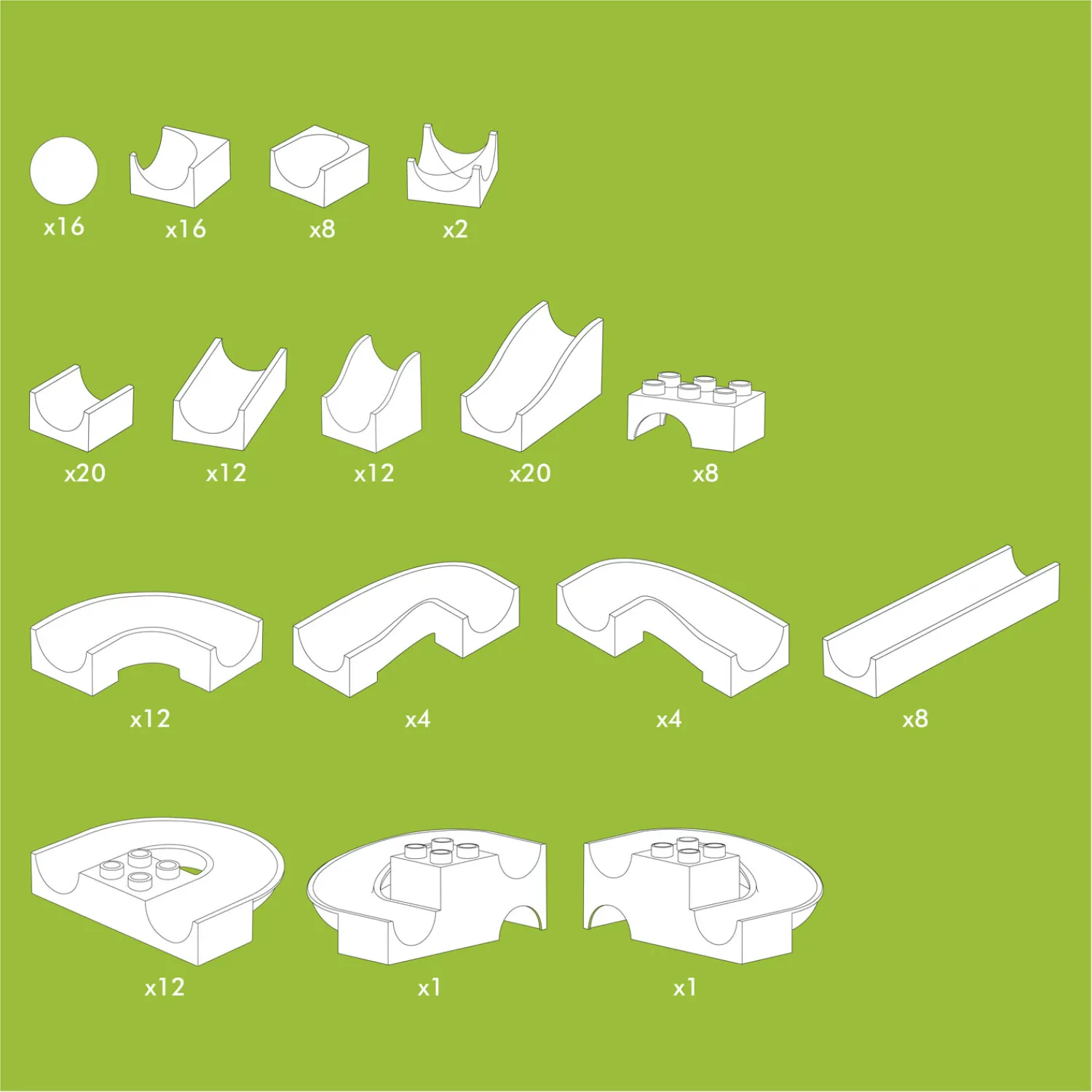 Knikkerbaan KIGA Scholenset Baanelementen, 156dlg-Hubelino New