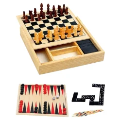 4-in1 Houten Spellendoos, 17cm Clearance