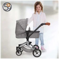 2-in-1 Poppenwagen met Tas - Grijs- Outlet