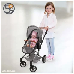 2-in-1 Poppenwagen met Tas - Grijs- Outlet