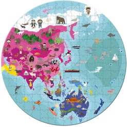 Janod - Wereldpuzzel Rond, 208st. New