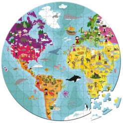 Janod - Wereldpuzzel Rond, 208st. New