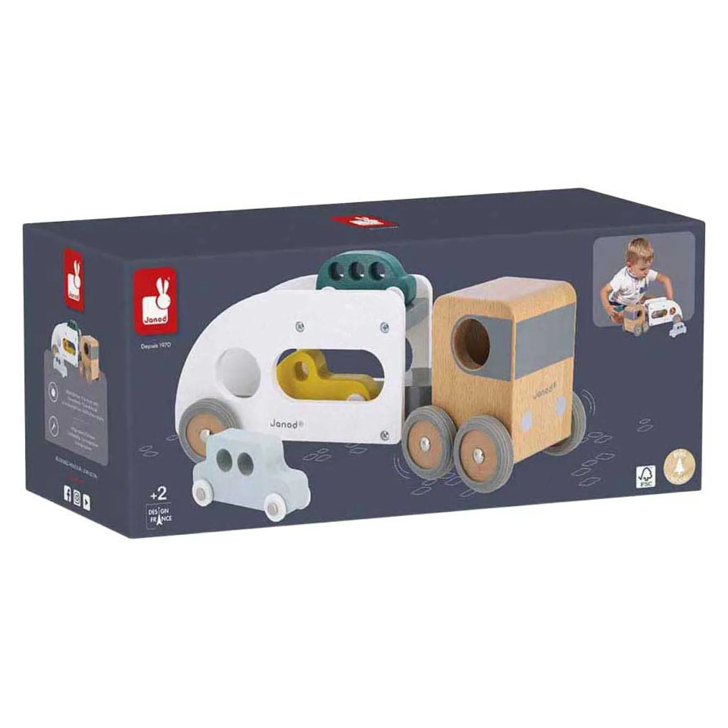 Janod Bolid Houten Autotransporter 4dlg. New