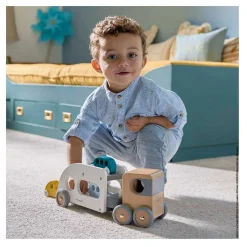 Janod Bolid Houten Autotransporter 4dlg. New