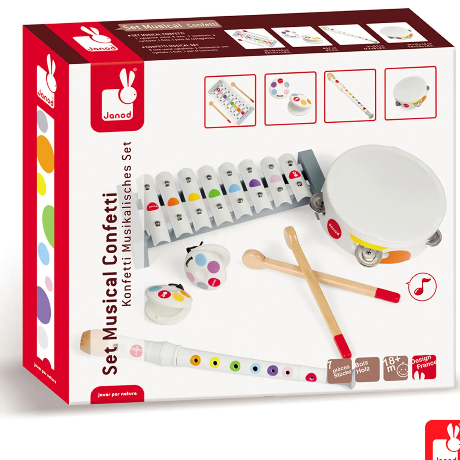 Confetti Muziekinstrumenten, set van 4-Janod Clearance