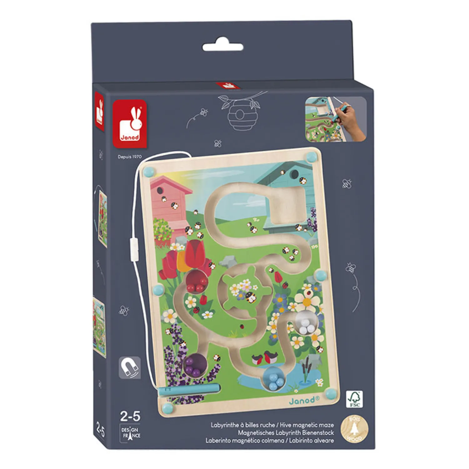 Magnetisch Houten Doolhof Bijenkorf-Janod Best