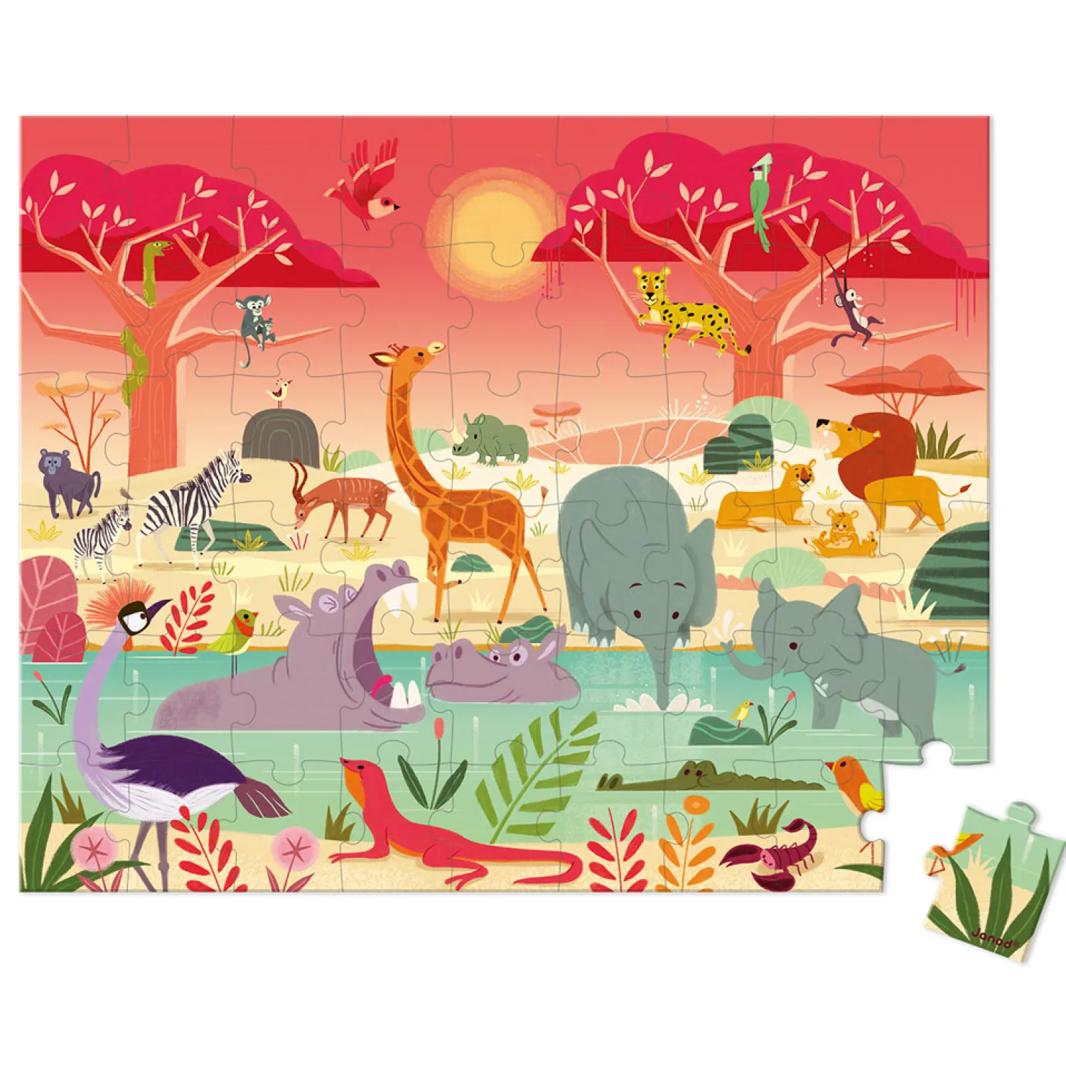 Janod Puzzel - Het Dierenreservaat, 54st. New